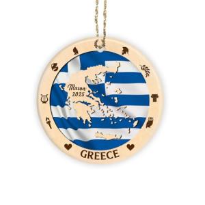 Greek Flag Ceramic Ornament for Christmas Tree