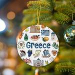 Colorful Greek Symbols Christmas Ornament for Home