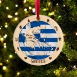 Greek Flag Ceramic Ornament for Christmas Tree