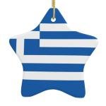 Greek Flag Star-Shaped Ceramic Christmas Ornament
