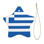 Greek Flag Star-Shaped Ceramic Christmas Ornament