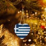 Personalized Greek Flag Heart Christmas Ornament