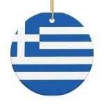 Greek Flag Ceramic Christmas Tree Ornaments