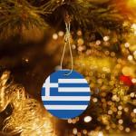 Greek Flag Ceramic Christmas Tree Ornaments