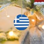 Greek Flag Ceramic Christmas Tree Ornaments