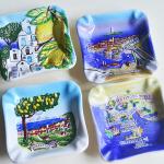 Hand-Painted Aegean Sea Ceramic Ashtray Jewelry Tray