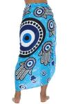Turquoise Greek Eye Sarong Coverup with Coconut Clip