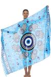 Turquoise Greek Eye Sarong Coverup with Coconut Clip