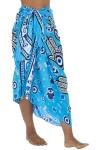 Turquoise Greek Eye Sarong Coverup with Coconut Clip