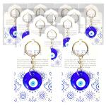Blue Glass Evil Eye Keychains - 24 Set