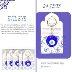 Blue Glass Evil Eye Keychains - 24 Set