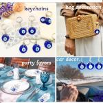 Blue Glass Evil Eye Keychains - 24 Set