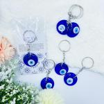 Blue Glass Evil Eye Keychains - 24 Set