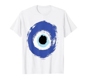 Blue Greek T-Shirt with Evil Eye Design