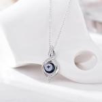 Evil Eye Pendant Necklace with Blue Crystal
