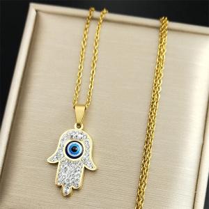 Evil Eye Fatima Necklace in Stainless Steel