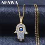 Evil Eye Fatima Necklace in Stainless Steel