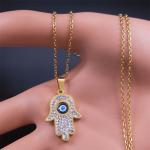 Evil Eye Fatima Necklace in Stainless Steel