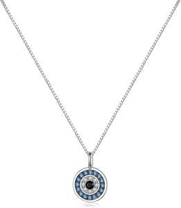 Greek Evil Eye Pendant Necklace in Silver