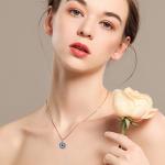 Greek Evil Eye Pendant Necklace in Silver