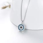 Greek Evil Eye Pendant Necklace in Silver