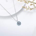 Greek Evil Eye Pendant Necklace in Silver