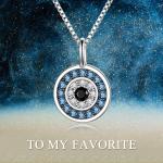 Greek Evil Eye Pendant Necklace in Silver