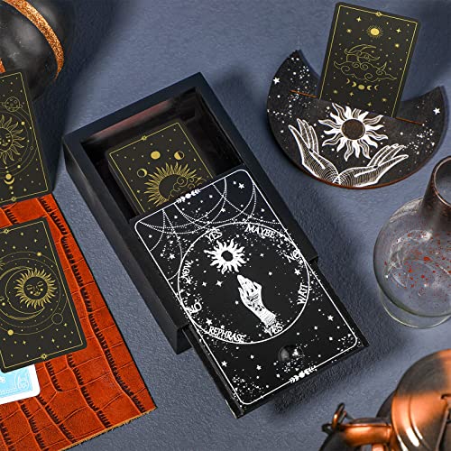 Moon Shape Wooden Tarot Card Case and Stand