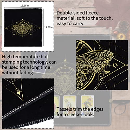 Wicca Velvet Tarot Altar Cloth Set - Black