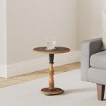 Boho Blue Round Coffee Table for Living Room