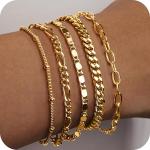 Trendy 14K Gold Plated Stackable Bracelet Set