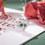 Personalized Silver Heart Necklace with Birthstones