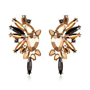 Champagne Black Art Deco Crystal Stud Earrings