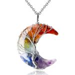 7 Chakra Crescent Moon Crystal Necklace for Women