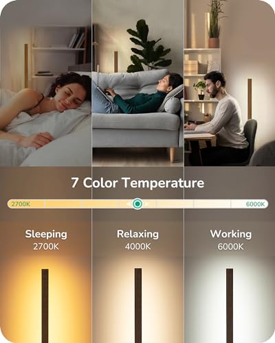 Wood LED Corner Floor Lamp with Remote Control