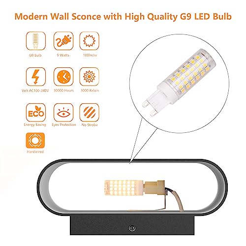 Aipsun Modern LED Wall Sconces, Set of 2