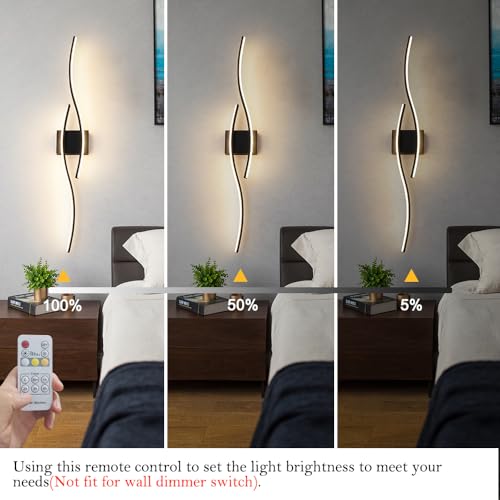 Black Dimmable LED Wall Sconce Set of Two