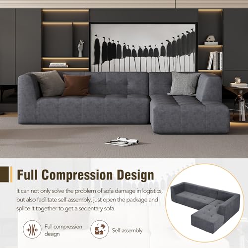 Modern Minimalist L-Shape Sofa with Chaise Lounge