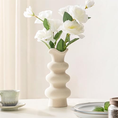 Modern White Ceramic Vase for Minimalist Home Decor