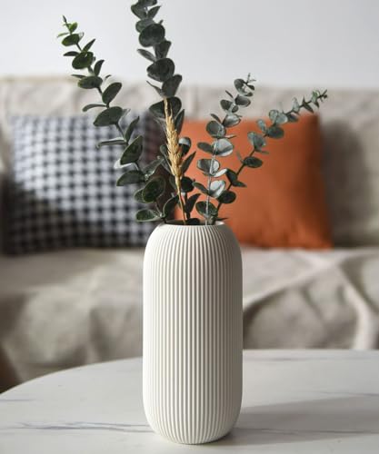 Simple Tan Ceramic Flower Vase for Minimalist Decor