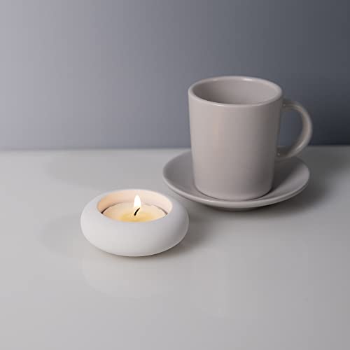 White Cement Pebble Tealight Candle Holder