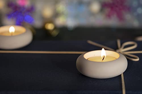 White Cement Pebble Tealight Candle Holder