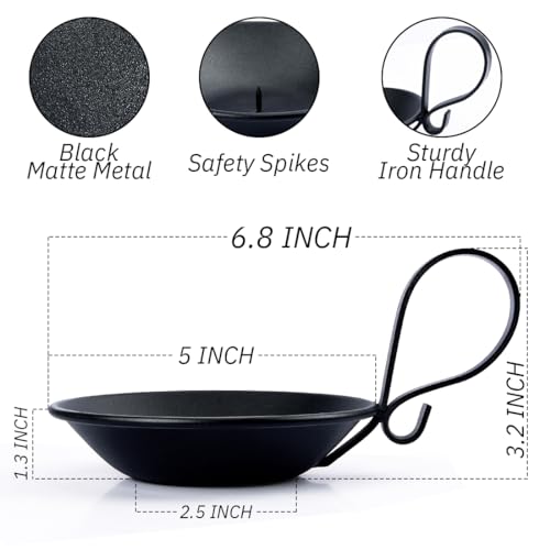Matte Black Iron Candle Holder with Handle