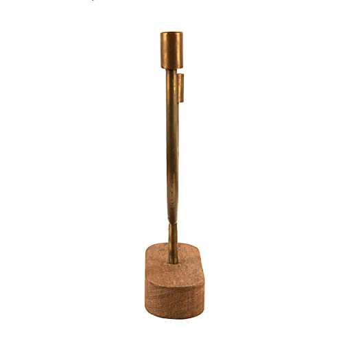 Asymmetrical Wood and Metal Candle Holder