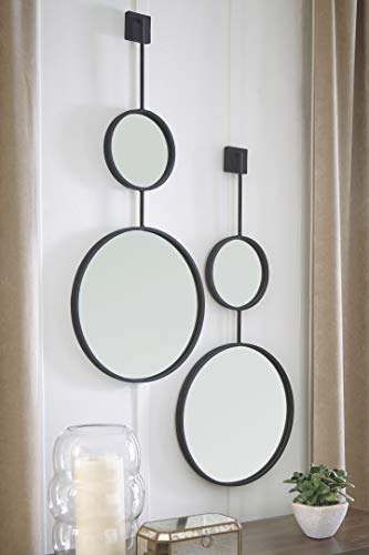 Dusan Black Circular Accent Mirror by Ashley