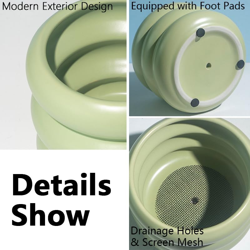 Modern White Ceramic Plant Pot with Drainage