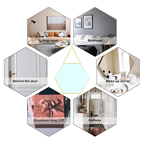 Gold Hexagon Wall Mirror with Chain for Decor