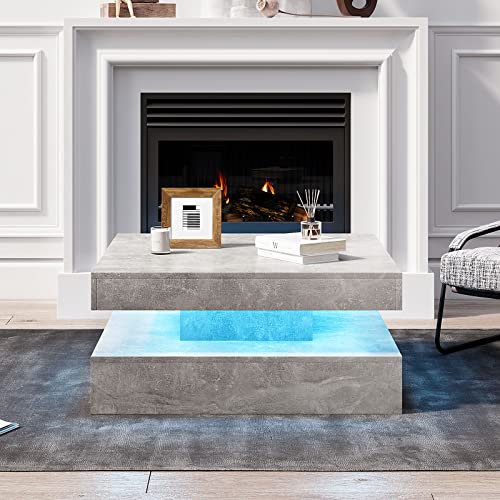 LED Coffee Table with 16-Color Light Feature