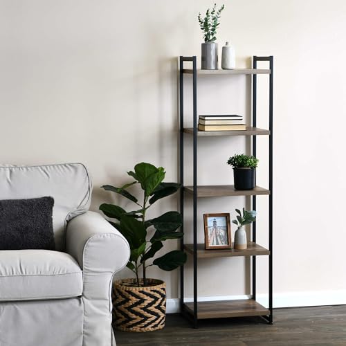 Minimalist 5-Tier Metal Storage Tower, Grey & Black