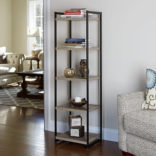 Minimalist 5-Tier Metal Storage Tower, Grey & Black